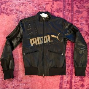 Black and Gold Puma Zip Up Jacket - Small